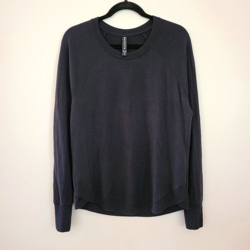 Athleta Pullover Sweater Medium Black Athleisure Activewear Yoga Casual
